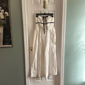 White cotton strapless jumpsuit